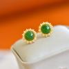 Hotan Jade Jasper S925 Silver Studs Earrings