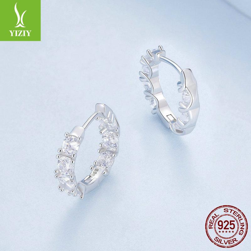 S925 Sterling Silver Earrings Women'S, Personalized High-End Zircon Ring Earrings Jewelry
