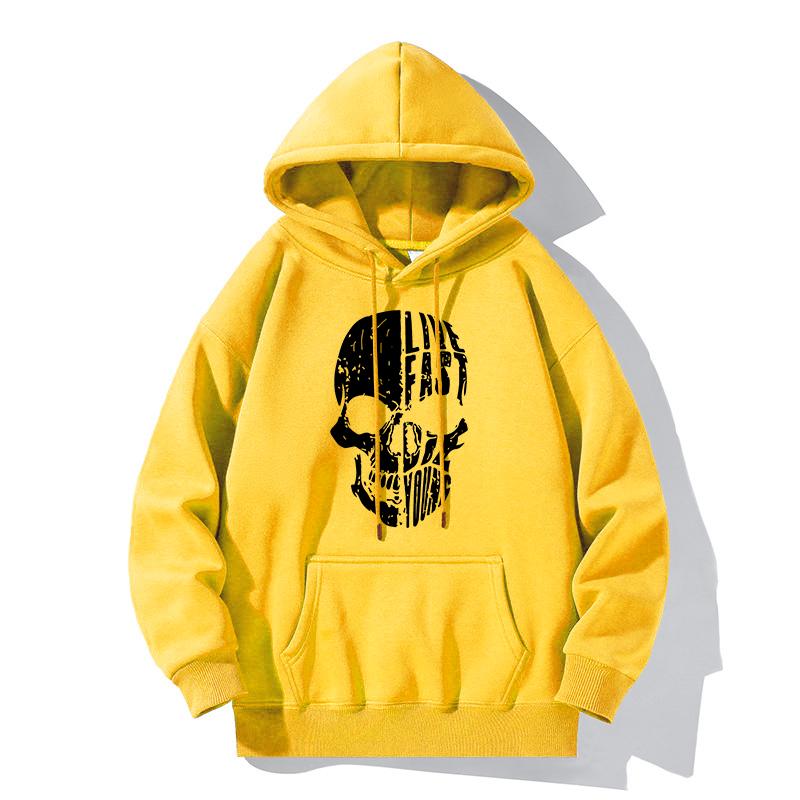 Hot Hoodie Skull Print Hoodie Men's Fashion Hip Hop Loose Hoodie Casual New Sweatshirt Pocket Fleece Harajuku Street Hoodie