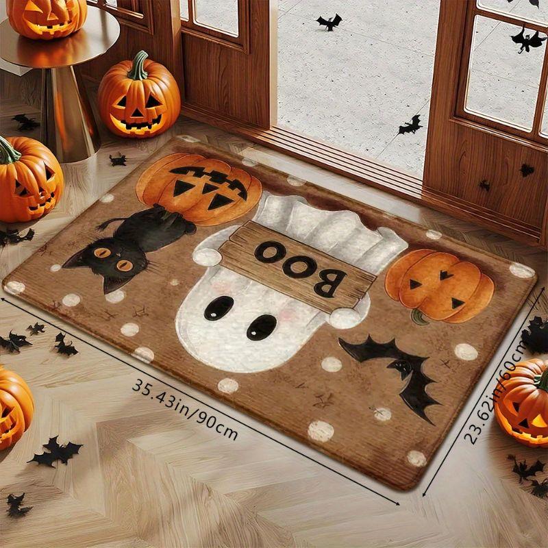1/2pcs Retro Cute BOO Ghost Halloween Doormat Non-Slip Floor Mat Entryway Kitchen Front Door Fall Home Decor