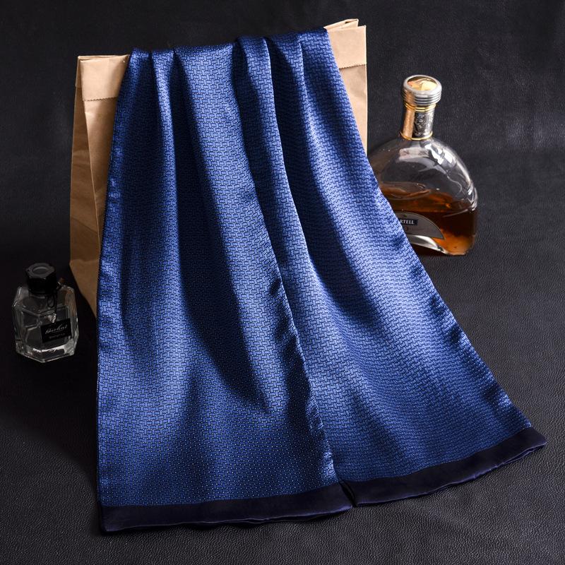 Luxury Brand Men Pure Silk Scarf Businessmen Long Scarves Spring Autumn All-Match 100% Silk Neck Scarf Winter Printed Scarves