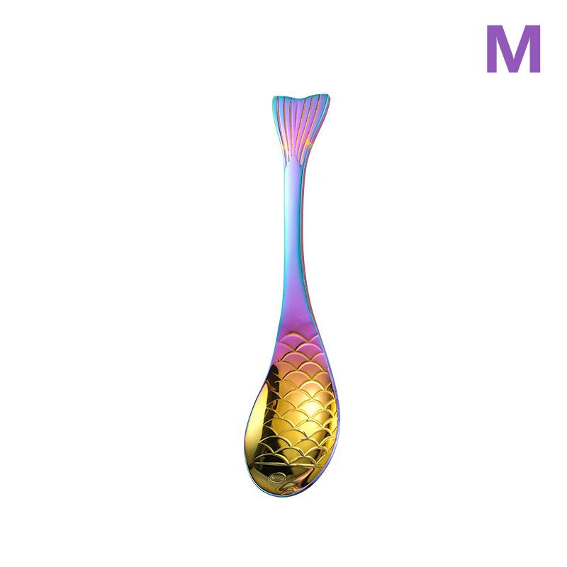 304 Stainless Steel Spoon Spoon Creative Fish-Shaped Cartoon Fish Spoon Dessert Spoon Rice Spoon Gold-Plated Stirring Spoons