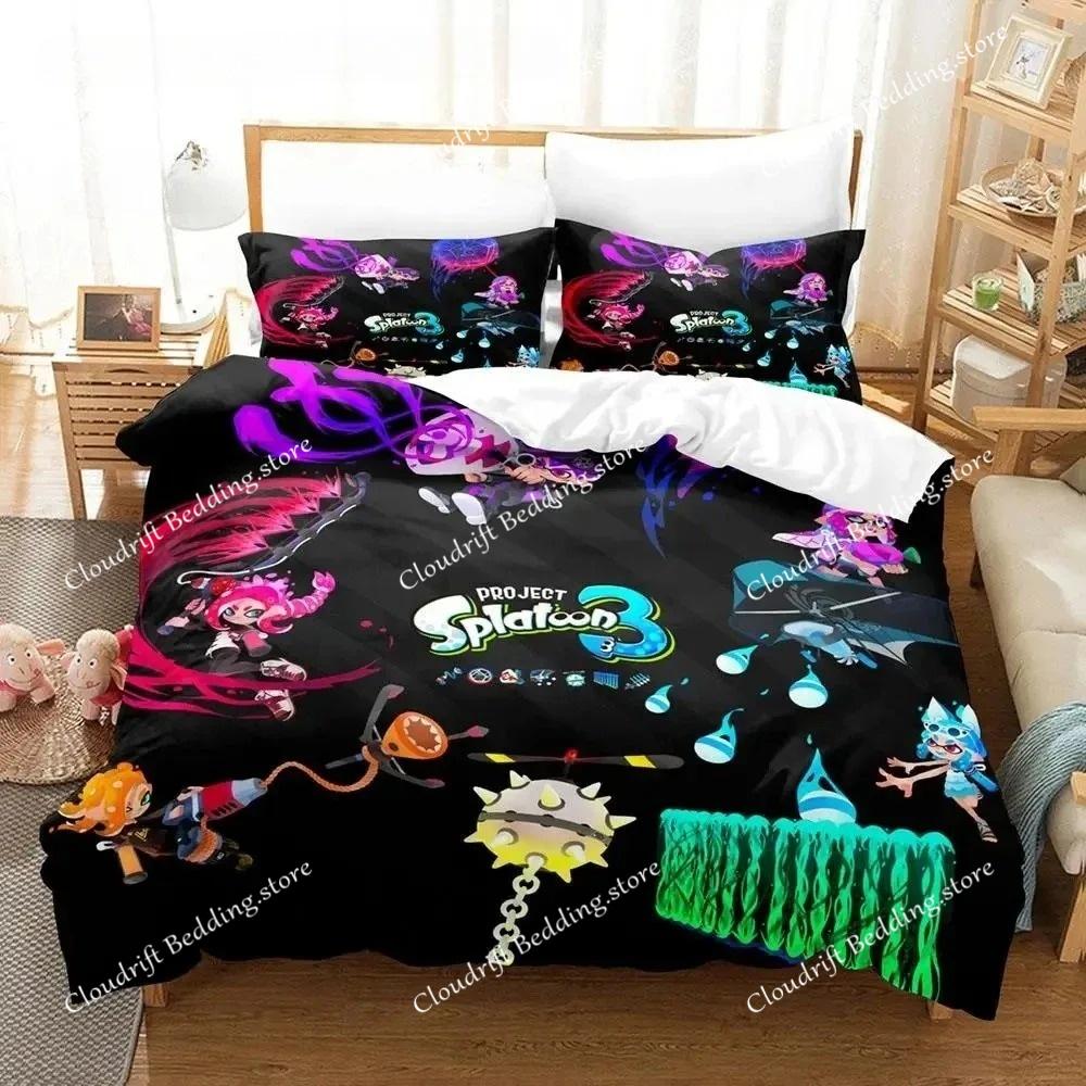 Kawaii Game Splatoon 3 Bedding Set Single Twin Full Queen King Size Bed Set Aldult Boys Bedroom Duvet cover Sets