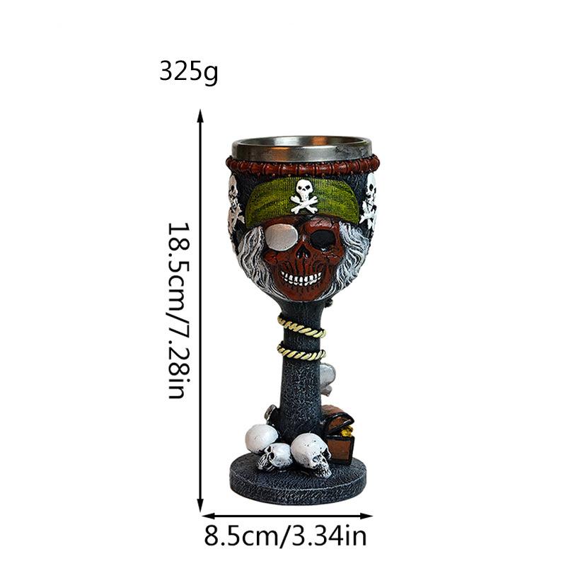 3D Stereoscopic Spooky Skull Resin Goblet Premium Stainless Steel Perfect for Pub Bar Drinkware Halloween Horror Themed Gift