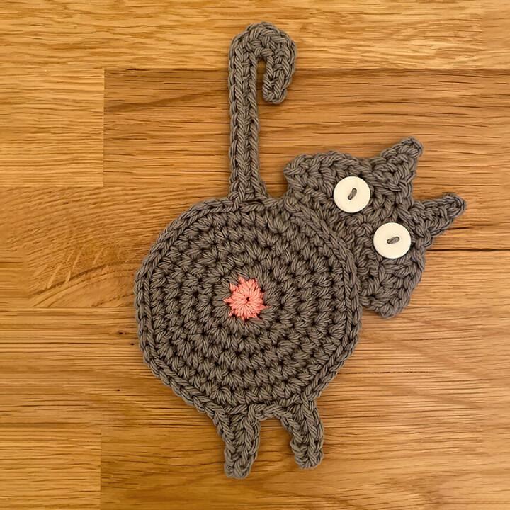 

15*10cm Cat Butt Coasters Home Dining Table Cat Coaster Cat Butt Coaster Knitted Mats & Pads Table Decoration & Accessories 15x10cm