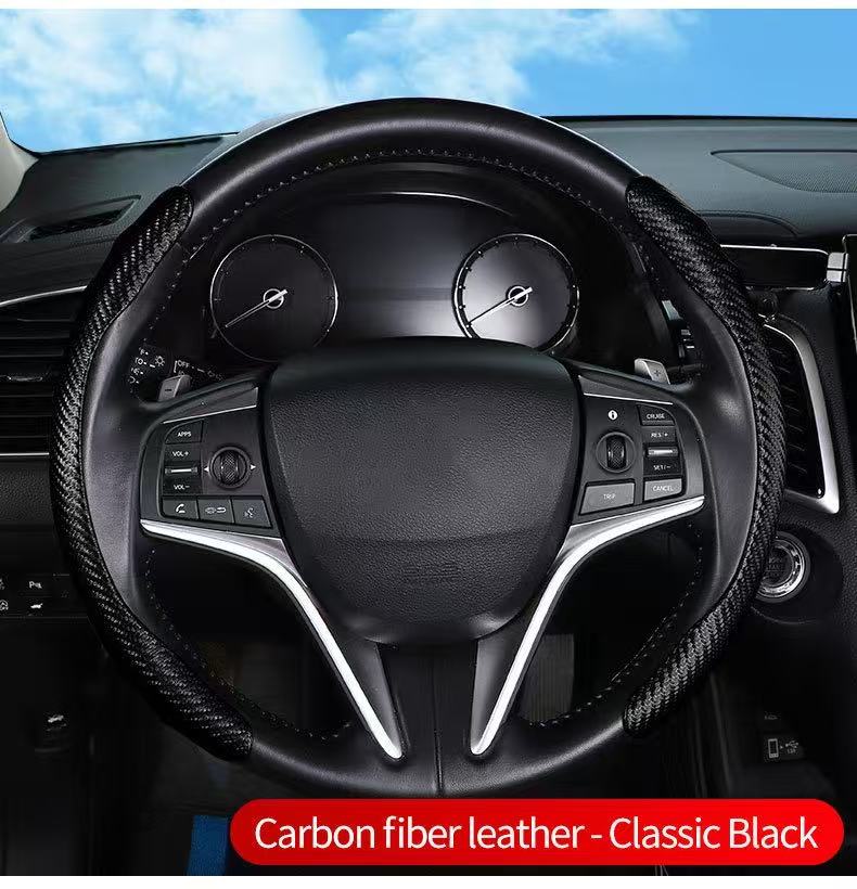 Ultra-Thin Sports Suede Car Steering Wheel Cover Carbon Fiber Pattern Summer Universal for Men & Women