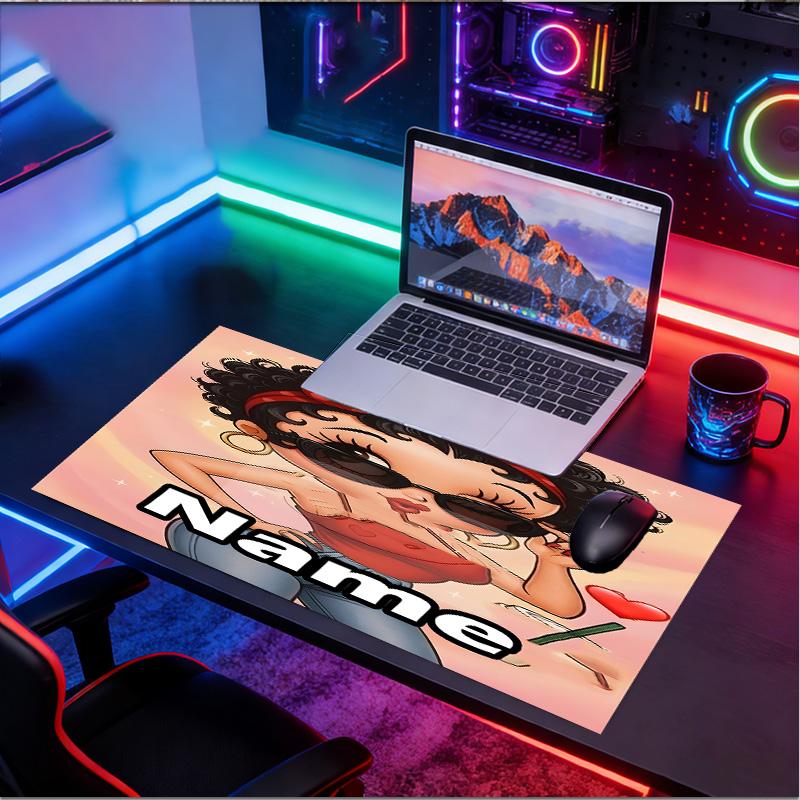 Custom Name Personalized Betty Boop Pattern Mousepad, Laptop PC Desk Mat, Decorative Desk Mat for Home Keyboard Pad Gift