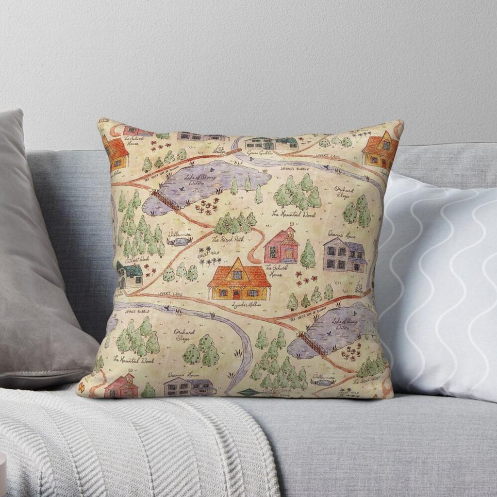 Anne Of Green Gables Avonlea Square Pillowcase Polyester Linen Velvet Creative Zip Decor Pillow Case Home Cushion Cover