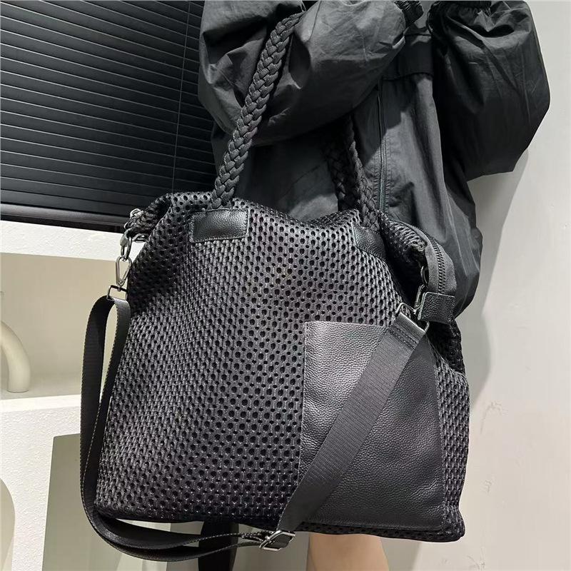 Casual Mesh Splicing Shoulder Bag Large Capacity Trendy Versatile Handbag