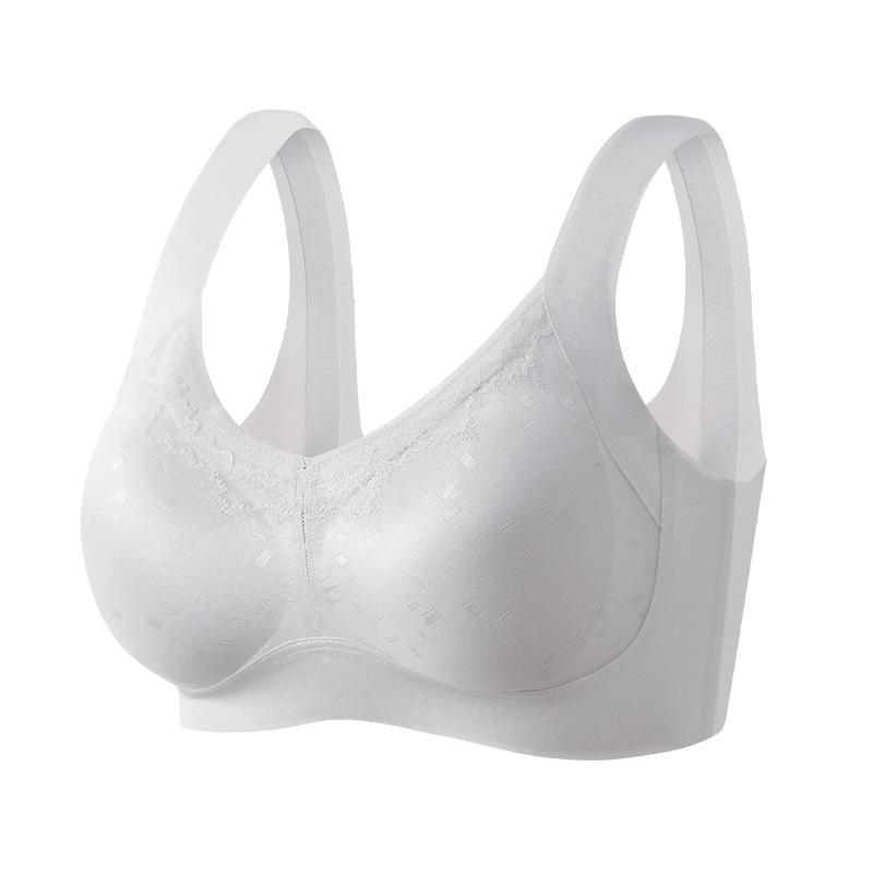 Lace fixed cup seamless underwear gather bra vest bra large chest small anti-sagging back bra