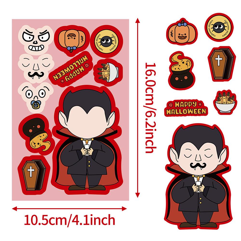 8 Halloween Assembled Face Change Stickers Parent-child Interaction Witch Ghost DIY Cartoon Doodle Halloween Stickers