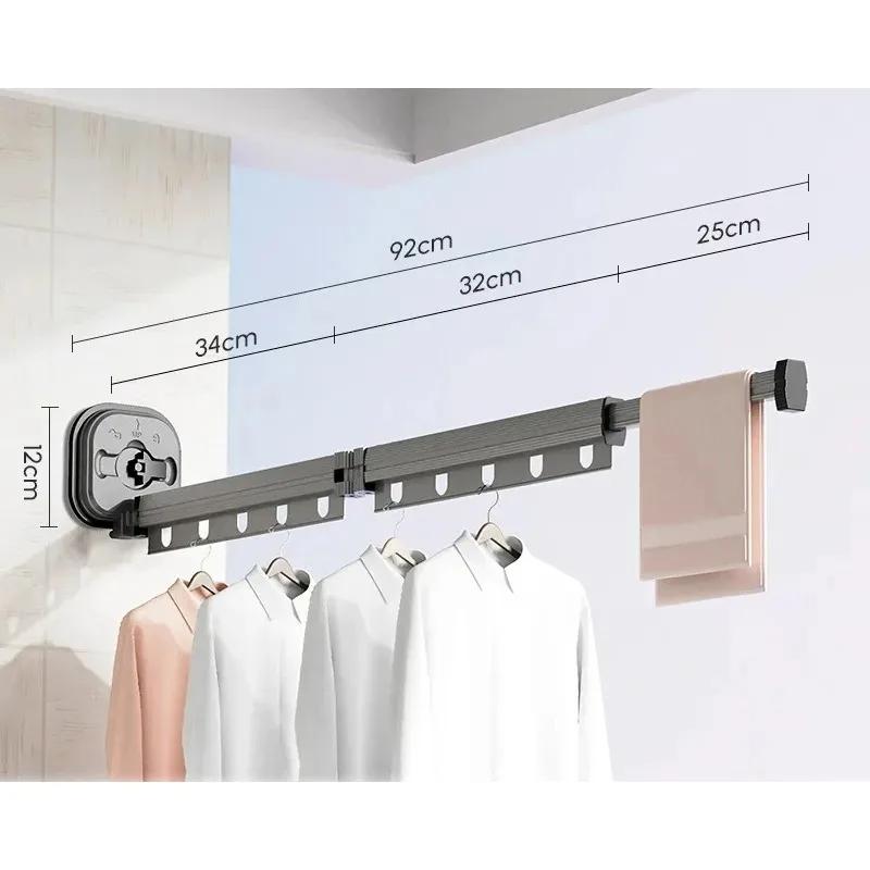 Wall Mounted Drying Rack Foldable 3 Folding Pole Clothesline Retractable Aluminum Wall Mounted Drying Rack Folding Clothesline