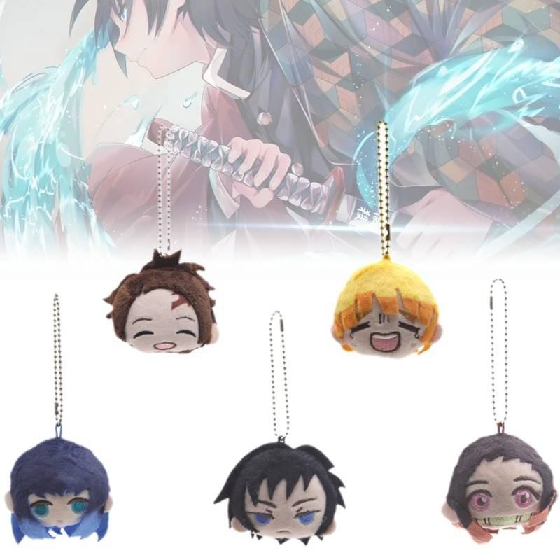 Adorable Demon Slayer Plush Brooch Keychain Featuring Tanjiro Inosuke Zenitsu Collectibles