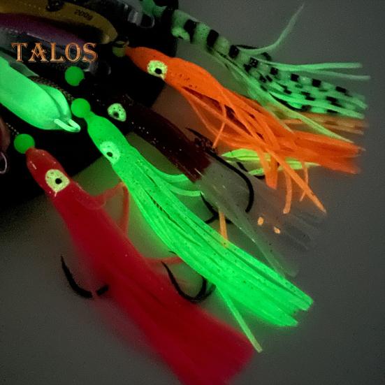 15CM/5.91G Svítící chobotnicová jigová háček Pomalé třepání Svítící ve tmě Chobotnicová sukně Nástraha se zátěží Hlubokomořský trollingová rybářská nástraha Sladkovodní