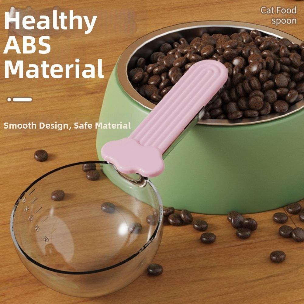 Multi-functional Cat Food Scoop Clear Scale Food Bag Clip Portable Sealing Clip  for Dogs Cats