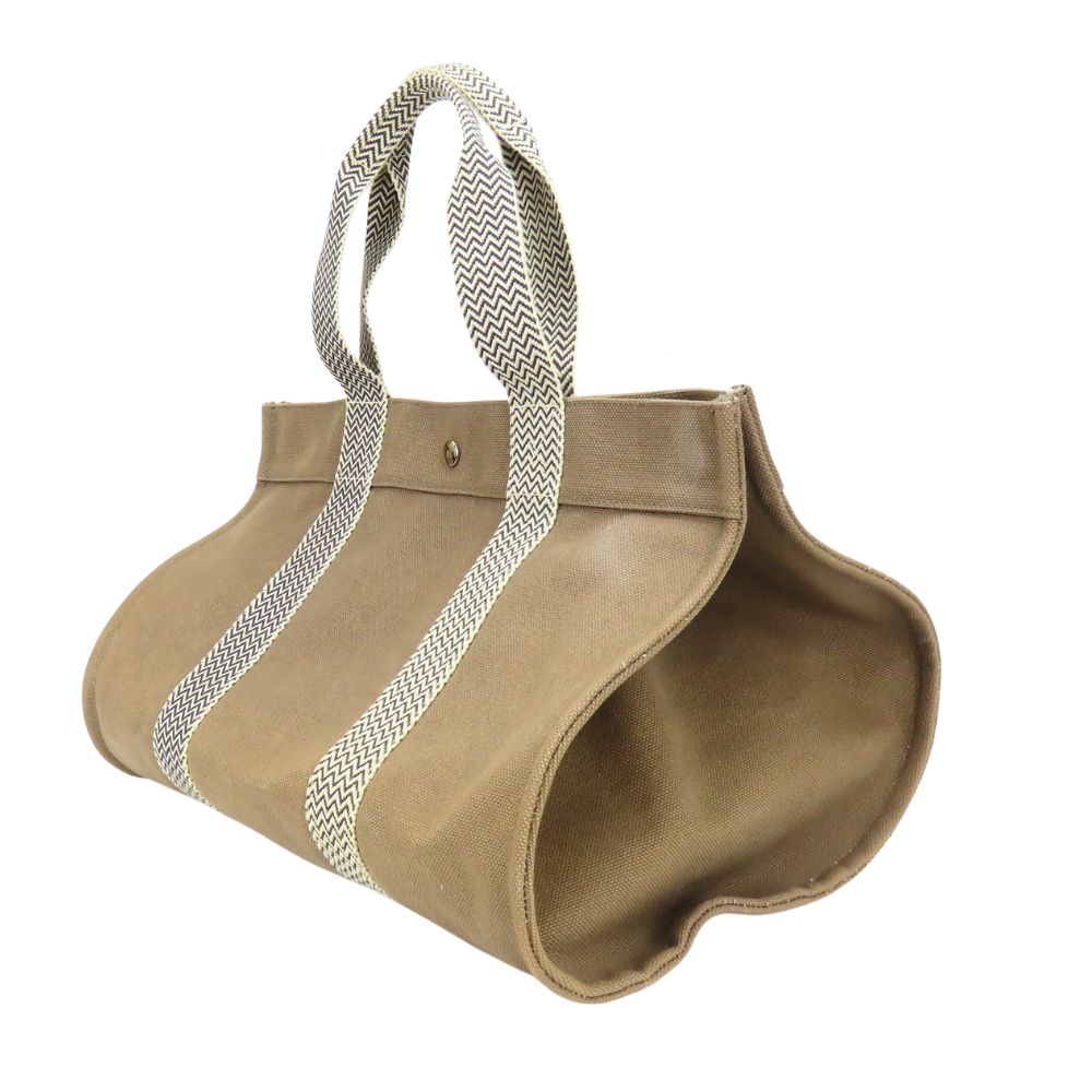 Used HERMES Tote Bag Cannes MM Cotton canvas beige Herringbone Pattern