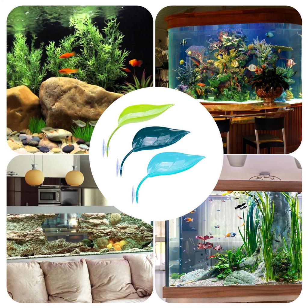 Aquarium Decor Frog Habitat Leaf Suction Cup Reptile Basking Area Resting Terrace Suction Cups Tank Decor Simulated Leaves Scene