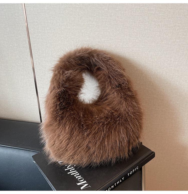 

Плюшева сумка жіноча осінь і зима універсальна 2024 нова модна без лямок портативна високоякісна плюшева сумка коричневий