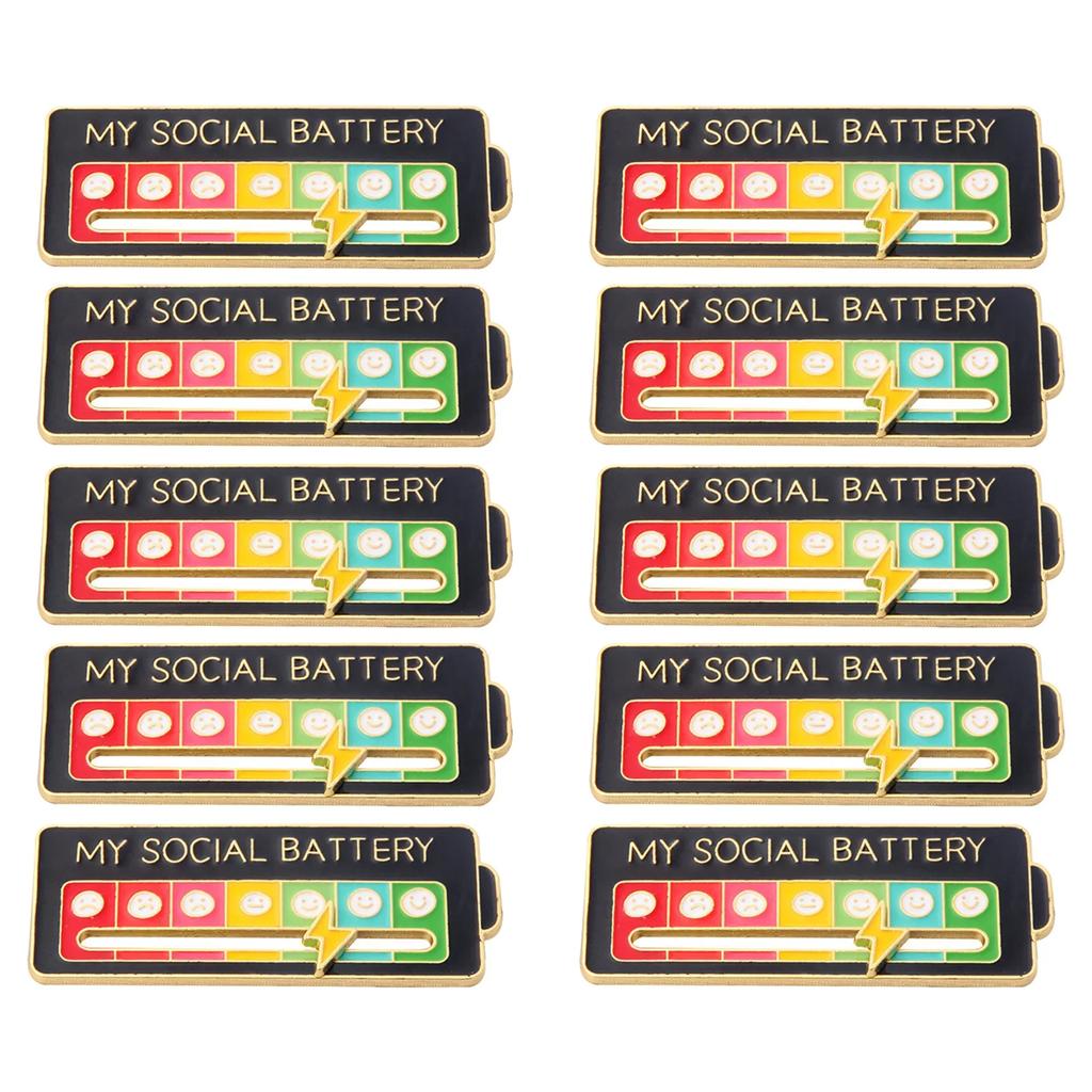 2024 New Mood Conversion Energy Brooch Slide My Social Battery Badge Facial Expression Badge Men Women Pins Brooches on Clothes