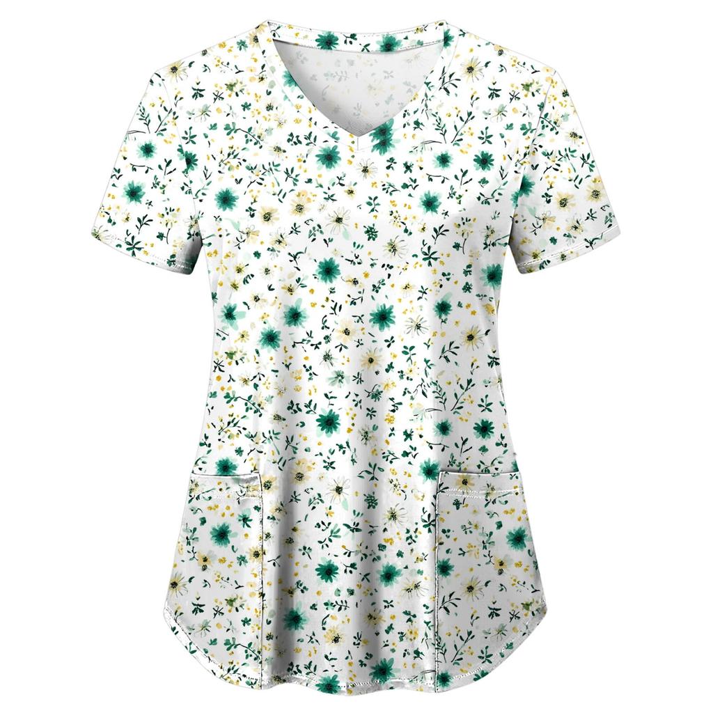 Uniforme Sanitario Enfermera Clínica Enfermería Mariposa Ropa de Trabajo Hospital Camiseta Camiseta Manga Corta Blusa Cuidadora Mujeres Trabajadoras Médico