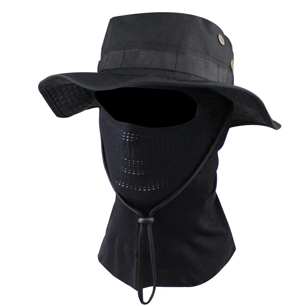 Outdoor Tactical Benny Hat Sunshade Bucket Hat Wild Mountaineering Fishing Round Brim Hat Large Brim Summer Sun Protection Set