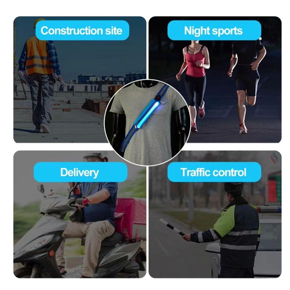 Night Safety Running Crossbody Bag Luminous LED Shoulder Straps Sport Reflective Belt Walking