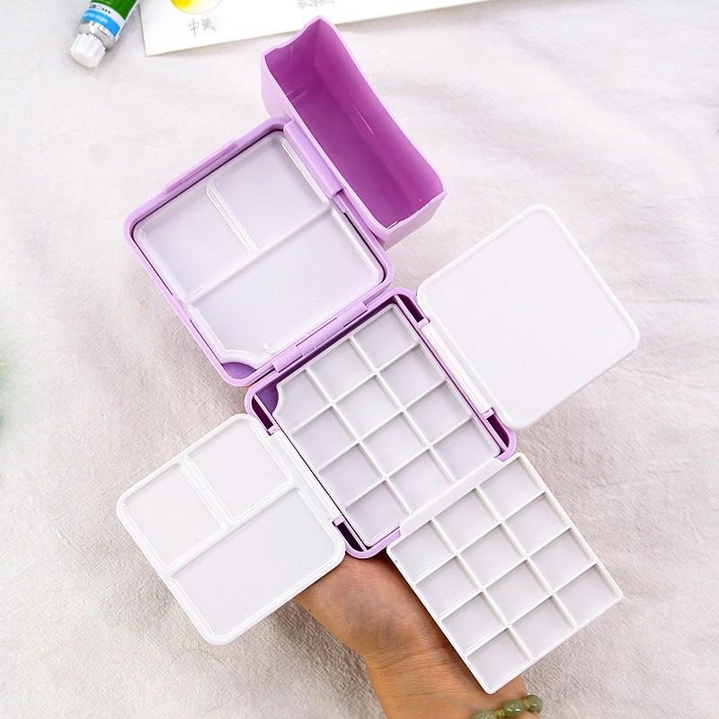 Portable Travel Watercolor Plastic 12/24 Grids Painting Box With Palette Half Pan Mini Paint Storage Case For Art Supplies