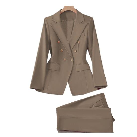 

Women Two-Piece Suit Spring Autumn Long Sleeves Lapel Collar Blazer Jacket Wide Leg Pants Work Office Business Casual Outfits Pantsuit XL хакі