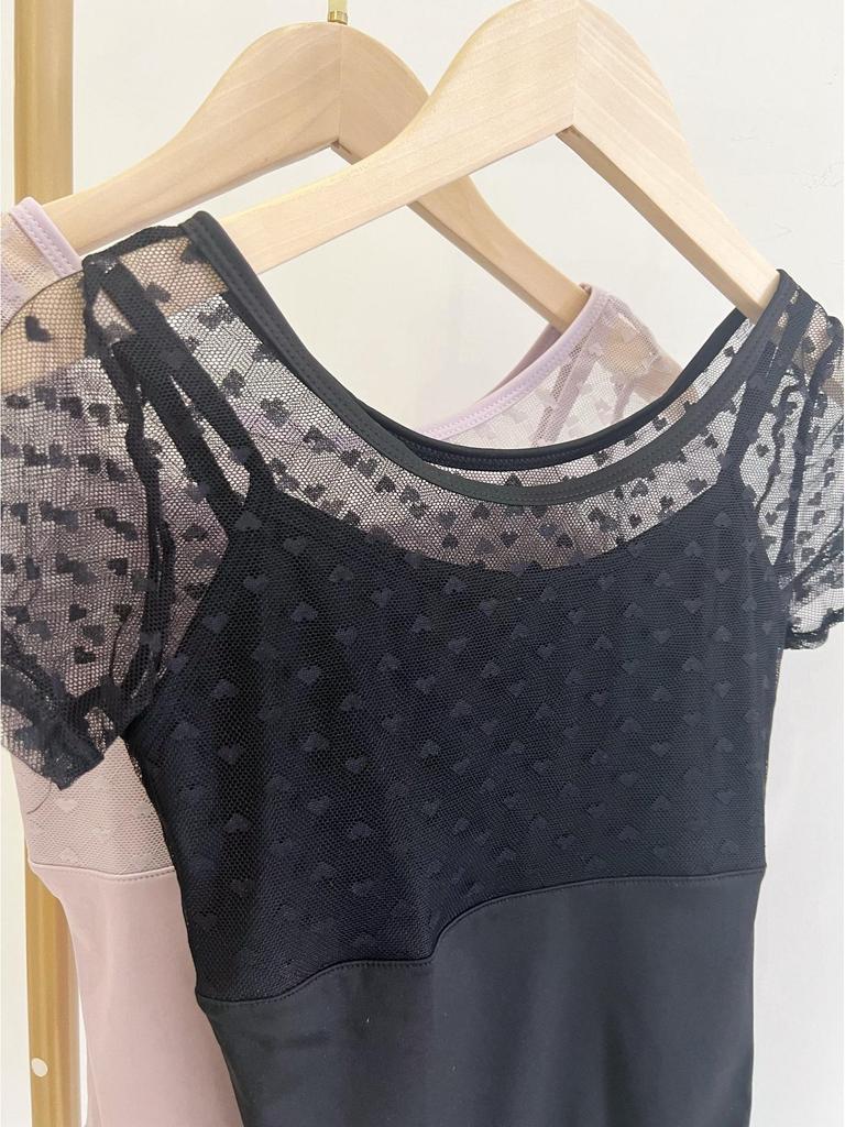 Women's Lace Ballet Dancewear: Short Sleeve Two-Piece Leotard for Gymnastics and Practice