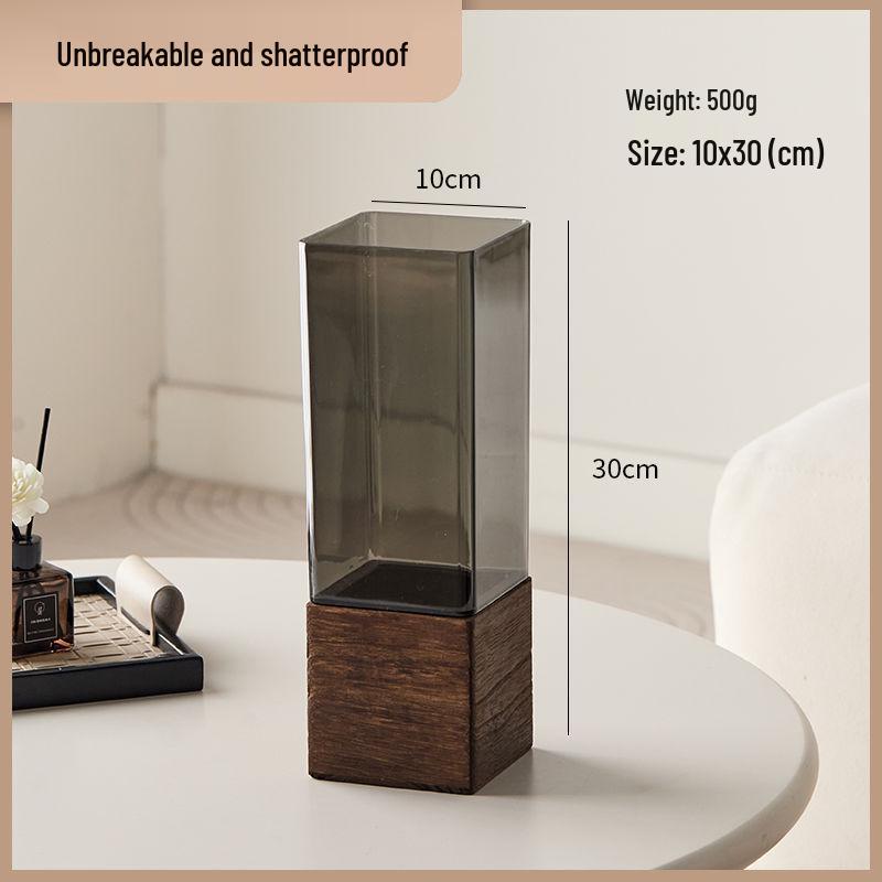 Transparent Acrylic Square Vase, Drop-Proof, for Flower Arrangements, Lucky Bamboo, and Elegant Decor in the Living Room