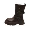 Belt Buckle Two Wear Retro Thick-soled Medium Boots Women's 2025 Autumn New Round Head Thick Heel Korean Version Thin Knight Boots
