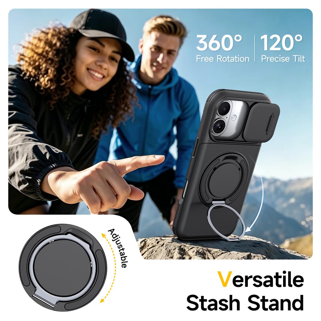 Custodia con Portacarte e Protezione Obiettivo per iPhone 17 Pro Max 16 Plus 17pro Iphone16 Iphone17 Armatura a Doppio Strato Accessori