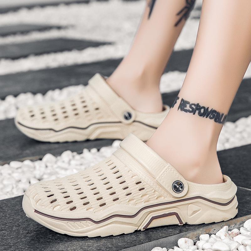Men s Summer Soft Sole Closed Toe Non-Slip Beach Sandals 44–45 бежевый