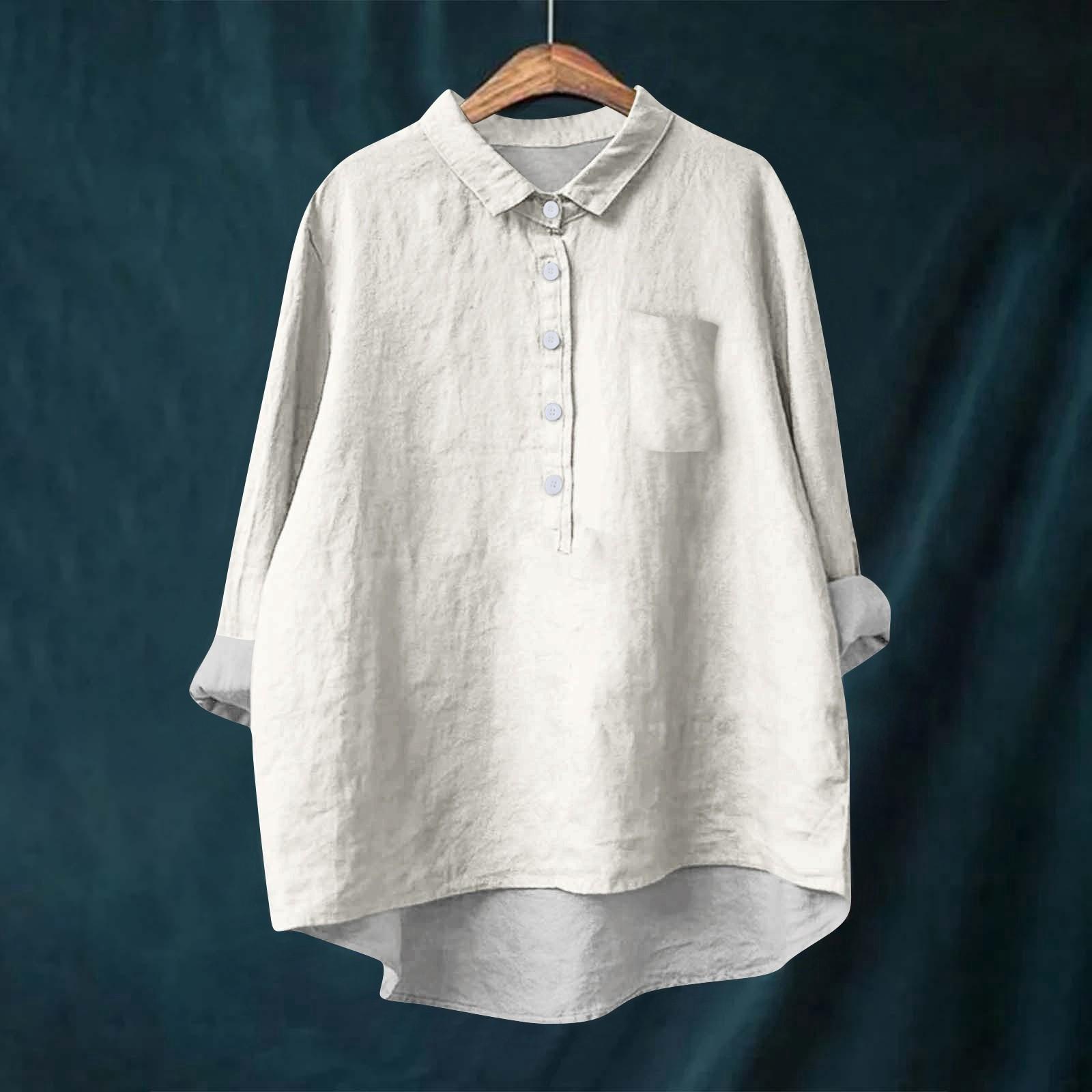 Женская рубашка-блузка с длинными рукавами и пуговицами — фото 14