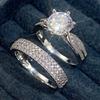 Cao Shi Retro His & Hers Luxury Wedding Ring Set - Stackable Plain Bands
