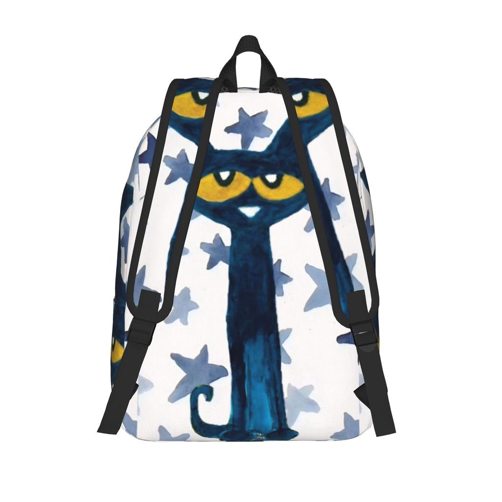 Cartoon Cat Pete the Cat  Backpack for Men Women Fashion High School Work Daypack  College Shoulder Bag Durable