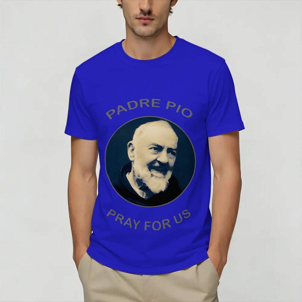 Unisexs TShirts Padre Pio Novelty 100 Cotton Tees Short Sleeve T Shirts Round Neck Clothes Gift Idea