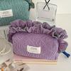 Lace checkered makeup bag, Ins minimalist niche style, high-value large-capacity cosmetic pouch, portable for travel and daily use.