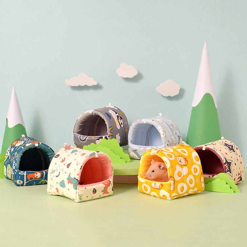 Søt fløyelsbur myke hamsterhus smådyrsovepose Trykt hamstersengrede