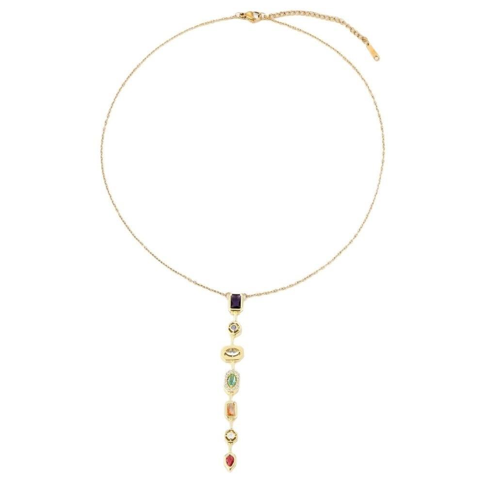 Colorful Zircon Collarbone Chain Irregular Crystal Long Tassel Necklace  Jewelry Accessories