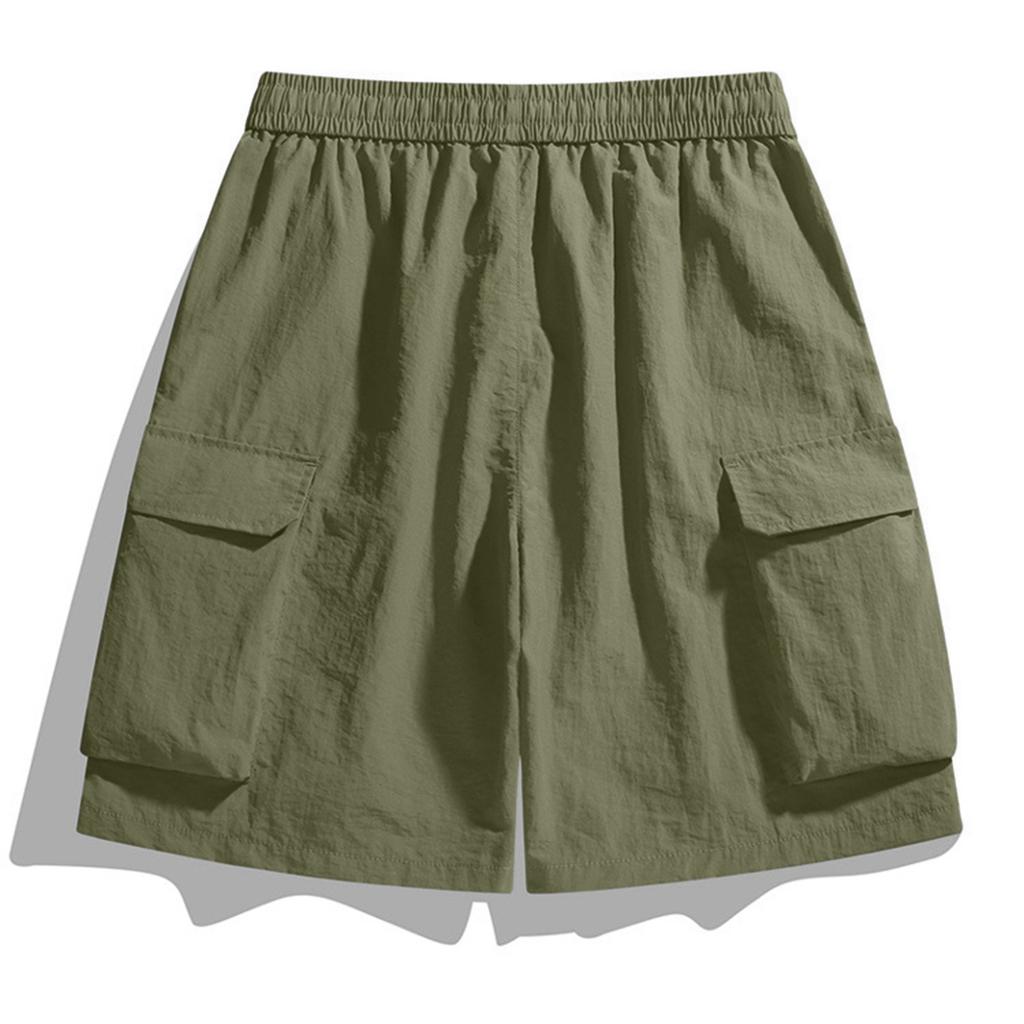 Men's Loose Fit Lightweight Breathable Cargo Shorts with Zipper Pockets Drawstring Waist Casual Athletic Design for Outdoor Activities