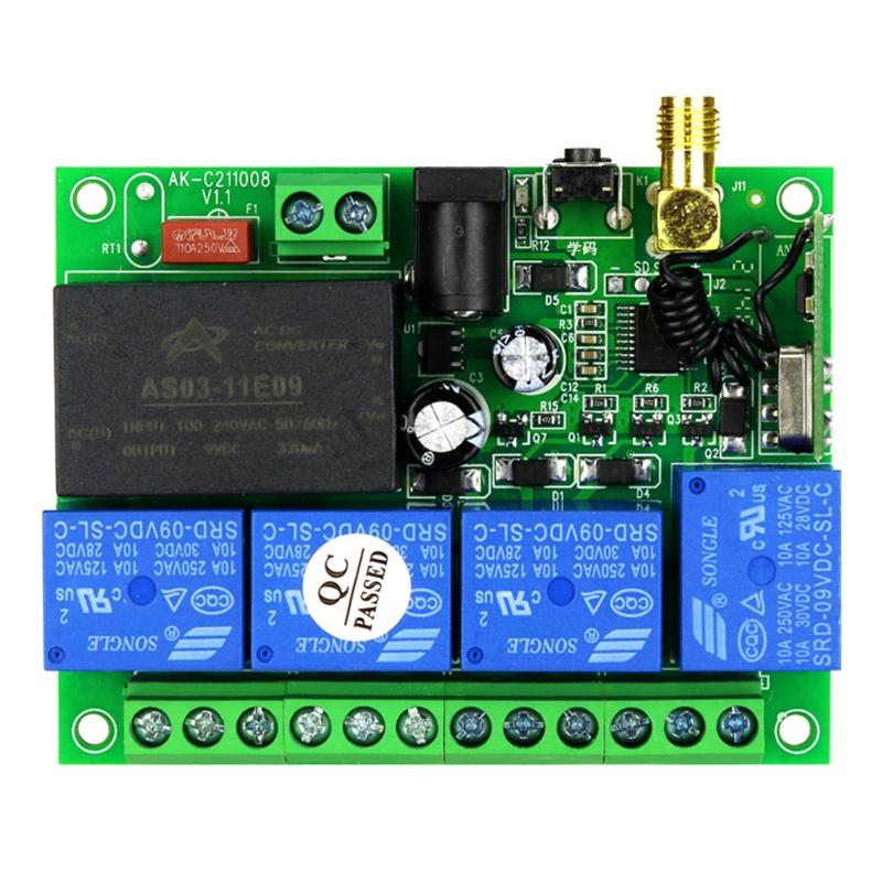 Wireless RF Remote DC12V 24V 220V 4 Annel L 433Mhz Remote Control for Garage Door  Transmitter & Receiver