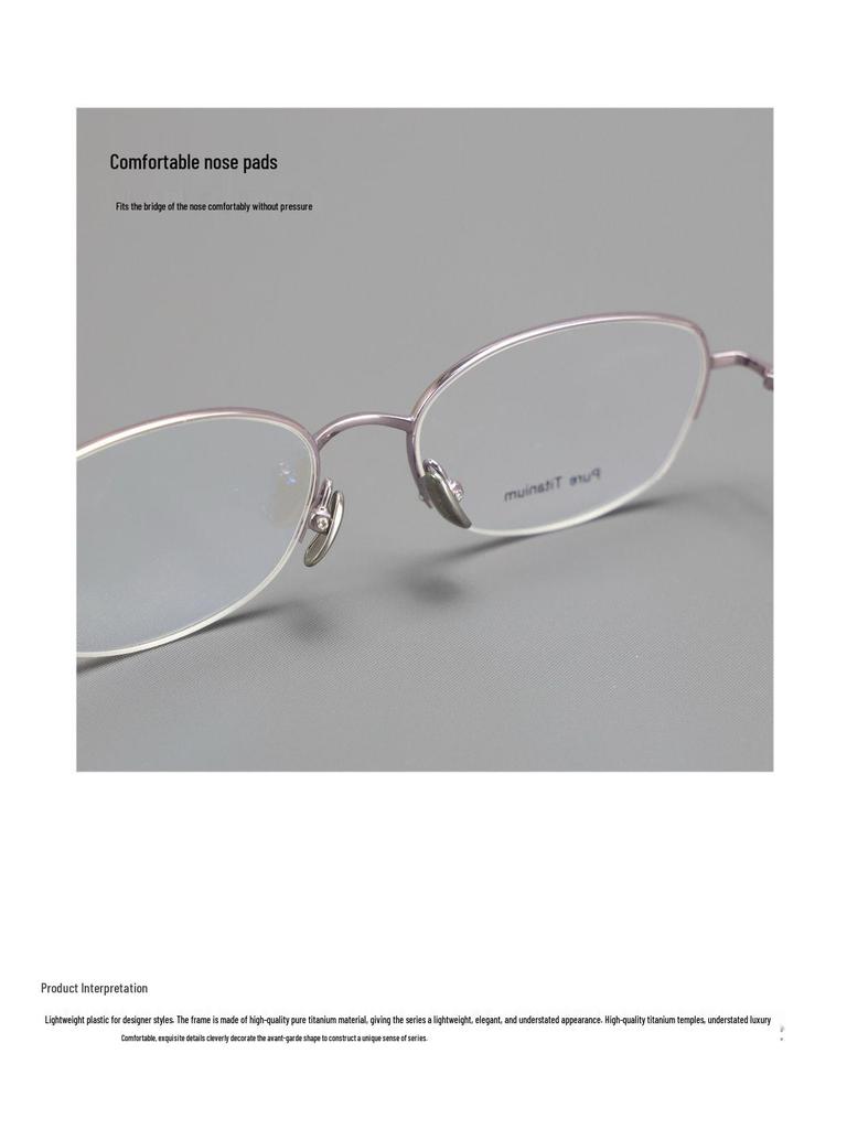 M6719S Retro Semi-Rimless Pure Titanium Eyeglass Frame for Men & Women, Prescription-Friendly for Myopia
