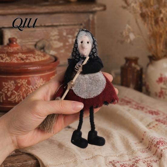 Halloween Atmosphere Decor Witch Broomstick Hanging Ornament, Spooky Fabric Pendant for Party Bar Decorative Items Home, Trick or Treat Festive