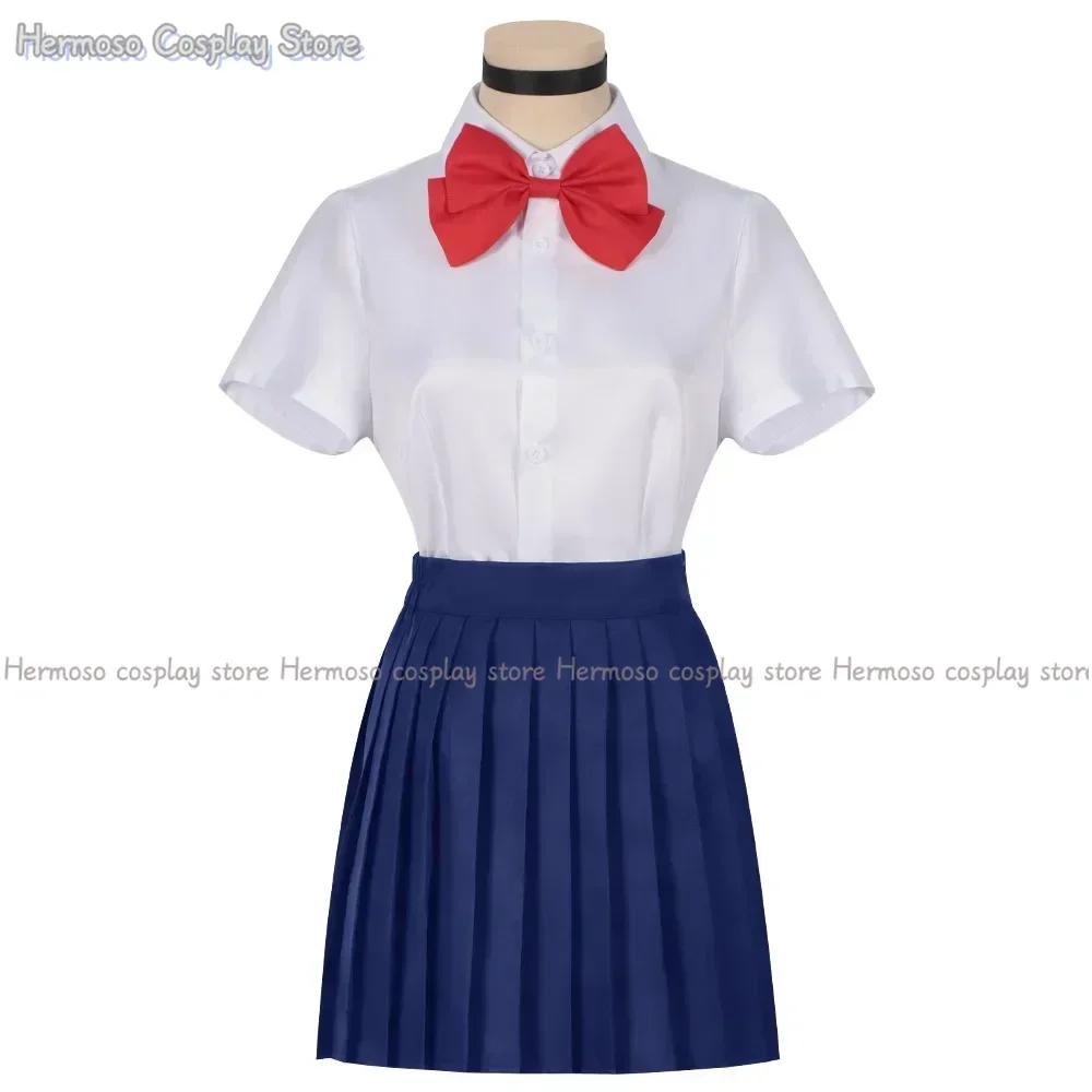 Anime Momo Ayase Cosplay Costumes Wig Dan Da Dan Sweater Skirt Earrings Neck Ornament Set Halloween Party Role Play Uniforms