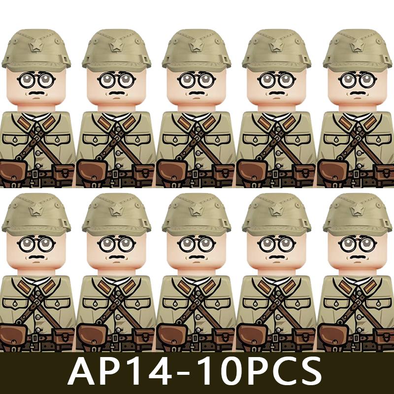 WW2 Military Soldier Figures Building Blocks Army Japanese Warrior Medical Nurse Officer Infantry Helmets UV Printed Bricks Toys
