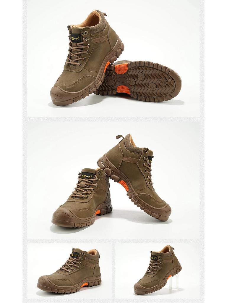 Men's Waterproof High-Top Protective Work Shoes - Anti-Smash, Anti-Puncture, Insulated, and Anti-Scald for Construction and Welding.