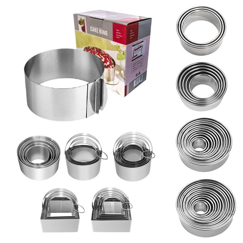 Inel rotund ajustabil din oțel inoxidabil pentru tort, retractabil, inel pentru mousse, ușor de îndepărtat, instrument inel pentru copt