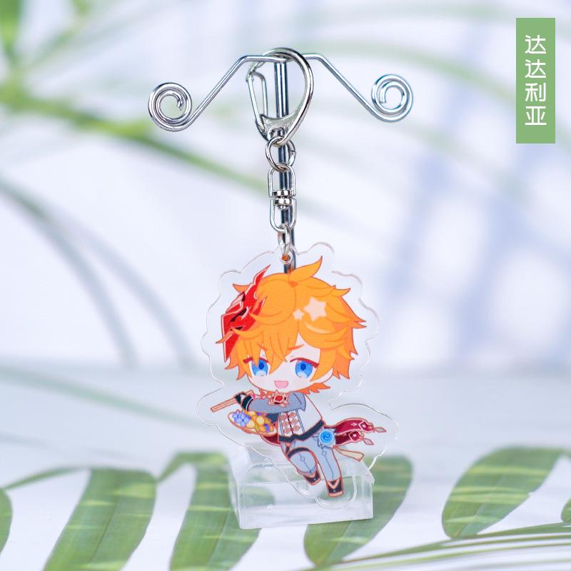 Anime Genshin Impact Acrylic Keychains Barbara Hu Tao Yae Miko Zhongli Yoimiya Qiqi Raiden Shogun Klee Nahida Pendant Figure Toy