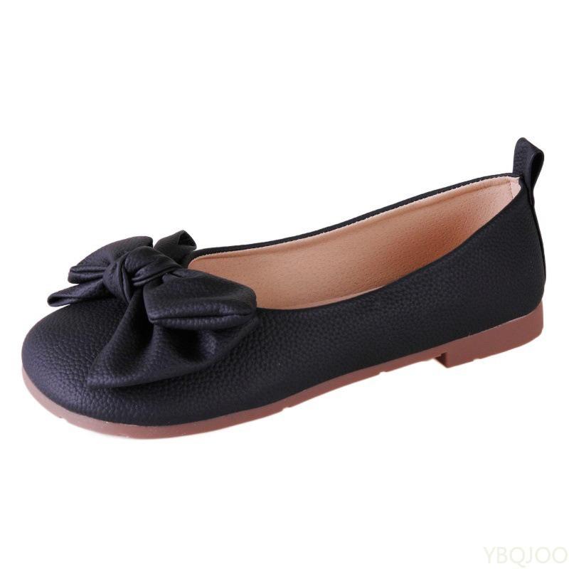 Mode Vår Höst Nya Mjuka Sula Fjärilsrosett Rund Tå Söta Vardagliga Flats för Daglig Pendling Inte Trötta Fötter Enkla Skor